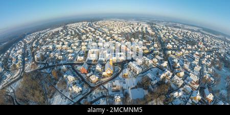 Die winterliche Stadt Hilpoltstein in Mittelfrankreich von oben Stockfoto