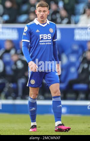 Leicester, Großbritannien. 22. Januar 2023. Harvey Barnes #7 von Leicester City während des Premier League-Spiels Leicester City gegen Brighton und Hove Albion im King Power Stadium, Leicester, Großbritannien, 21. Januar 2023 (Foto von Mark Cosgrove/News Images) in Leicester, Großbritannien, am 1./22. Januar 2023. (Foto: Mark Cosgrove/News Images/Sipa USA) Guthaben: SIPA USA/Alamy Live News Stockfoto