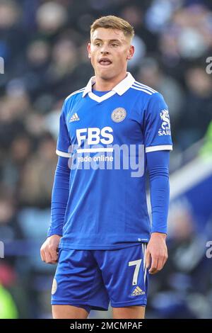 Leicester, Großbritannien. 22. Januar 2023. Harvey Barnes #7 von Leicester City während des Premier League-Spiels Leicester City gegen Brighton und Hove Albion im King Power Stadium, Leicester, Großbritannien, 21. Januar 2023 (Foto von Mark Cosgrove/News Images) in Leicester, Großbritannien, am 1./22. Januar 2023. (Foto: Mark Cosgrove/News Images/Sipa USA) Guthaben: SIPA USA/Alamy Live News Stockfoto