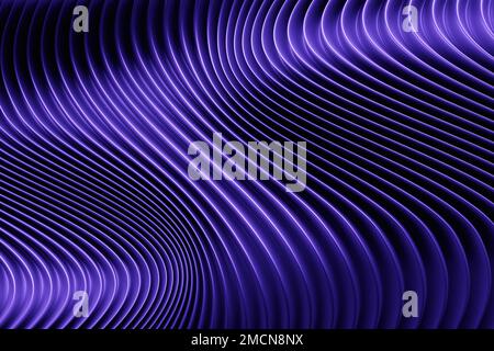 Abstraktes Verlaufsmuster und geometrisches Streifenmuster. Lineares violettes Muster, 3D-Darstellung. Stockfoto