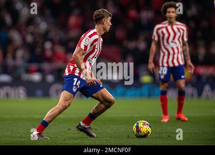 21. Januar 2023; Civitas Metropolitano, Madrid, Spanien, spanischer La Liga Fußball, Atletico de Madrid versus Real Valladolid: Marcos Llorente Stockfoto