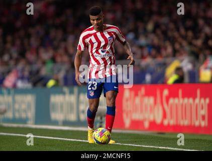 21. Januar 2023; Civitas Metropolitano, Madrid, Spanien, spanischer La Liga Fußball, Atletico de Madrid versus Real Valladolid: Reinildo Stockfoto