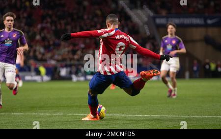 21. Januar 2023; Civitas Metropolitano, Madrid, Spanien, spanischer La Liga Fußball, Atletico de Madrid gegen Real Valladolid: Menphis Depay Stockfoto