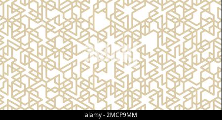 Abstraktes beigefarbenes weißes Sechseck, Hintergrund mit geometrischer Textur, Polygonmuster, Netzwerkkonzept Stockfoto