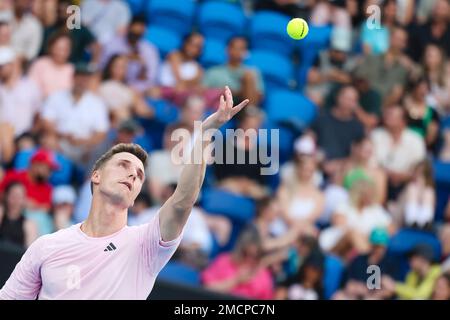 Melbourne, Australien, 22. Januar 2023. Joe Salisbury aus Großbritannien ist auf dem Australian Open Tennis Grand Slam im Melbourne Park in Aktion. Foto: Frank Molter/Alamy Live News Stockfoto