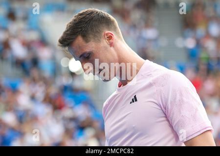 Melbourne, Australien, 22. Januar 2023. Joe Salisbury aus Großbritannien ist auf dem Australian Open Tennis Grand Slam im Melbourne Park in Aktion. Foto: Frank Molter/Alamy Live News Stockfoto