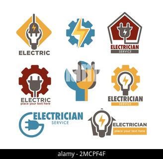 Elektriker-Service isolierte Symbole Elektrik Reparatur elektrische Leitung Stock Vektor