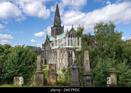 Die historische Kathedrale aus dem 13. Jahrhundert von Glasgow aus gesehen Stockfoto