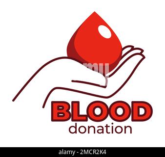 Blutspende isolierte Icon menschliche Hand und Bluttropfen Stock Vektor