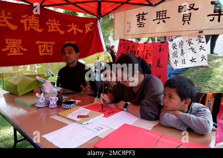 Nicht exklusiv: 21. Januar 2023, Mexiko-Stadt, Mexiko: Schulen der chinesischen Kultur und Kulturförderer feiern das chinesische Neujahr, das vom regiert wird Stockfoto