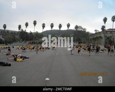 1. Medizinisches Bataillon führt körperliches Training durch. Stockfoto