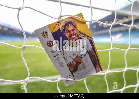 Leeds, Großbritannien. 22. Januar 2023. Georginio Rutter #24 von Leeds United auf der Titelseite des heutigen Spieltags-Programms während des Premier League-Spiels Leeds United gegen Brentford in Elland Road, Leeds, Großbritannien, 22. Januar 2023 (Foto von Mark Cosgrove/News Images) in Leeds, Großbritannien, am 1./22. Januar 2023. (Foto: Mark Cosgrove/News Images/Sipa USA) Guthaben: SIPA USA/Alamy Live News Stockfoto