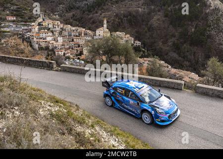 09 Jourdan SERDERIDIS (GRC), Frederic MICLOTTE (BEL), M-SPORT FORD WORLD RALLY TEAM, FORD Puma Rally1 Hybrid, WRC, Action während der Rallye Automobile Monte Carlo 2023., 1. Runde der WRC World Rally Car Championship 2023, vom 19. Bis 22. Januar 2023 in Monte Carlo, Monte Kaco - Foto/Likis/DPI Stockfoto