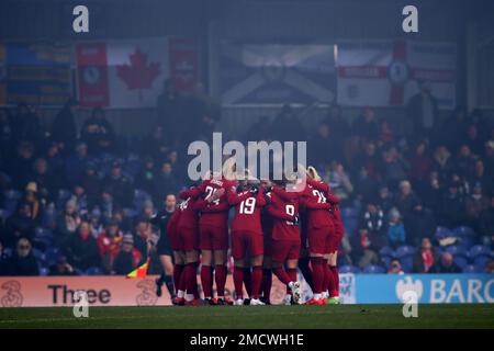 London, Großbritannien. 22. Januar 2023. London, Januar 22. 2023: Liverpool Team-Meeting während des Barclays FA Womens Super League Spiels zwischen Chelsea und Liverpool in Kingsmeadow, London, England. (Pedro Soares/SPP) Kredit: SPP Sport Press Photo. Alamy Live News Stockfoto