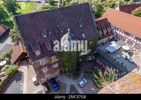 Renaissance Hinterburg, Blick auf den hinteren Turm, Altstadt, Schlitz, Vogelsberg, Hessen, Deutschland Stockfoto