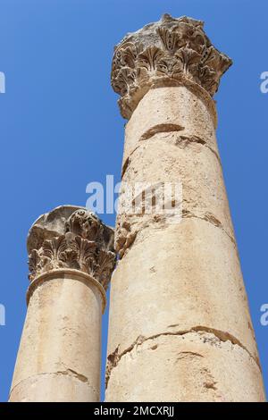 Säulen in der antiken römischen Stadt Jerash, Jordanien Stockfoto