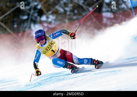 WORLEY TESSA (FRA) während der Audi FIS Ski World Cup 2023 -Â Women'sÂ Super G, Alpinski-Rennen in Cortina dâ&#x80;&#X99;Ampezzo, Italien, Januar 22 2023 Stockfoto