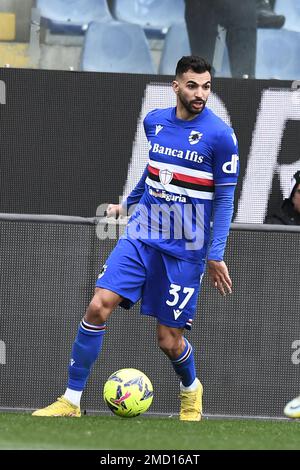 Genua, Italien. 22. Januar 2023 Mehdi Leris (Sampdoria) während des italienischen Spiels der Serie A zwischen Sampdoria 0-1 Udinese im Luigi Ferraris Stadium am 22. Januar 2023 in Genua, Italien. Kredit: Maurizio Borsari/AFLO/Alamy Live News Stockfoto