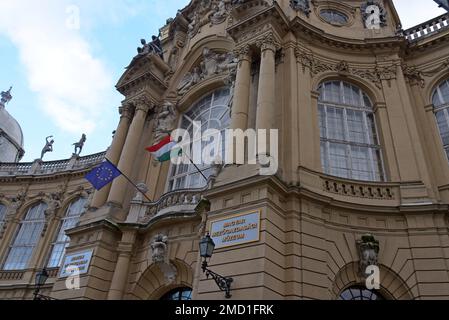 Kunstvoll verzierte Steinarbeiten im Museum für ungarische Landwirtschaft im Schloss Vajdahunyad, Budapest Stockfoto
