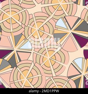 Nahtloses Muster mit geometrischem Aborig-Ornament. Ethnische Stammes abgerundeten Farbe Hintergrund. Afican, australischer Motiph. Punkte malen. Vektor Stock Vektor