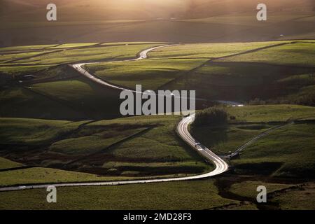 CAT & Fiddle A537 Road, Blick vom Shining Tor, Peak District National Park, Cheshire, England, Großbritannien Stockfoto