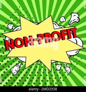 Schreiben mit Text für gemeinnützige Organisationen. Geschäftsübersicht Produkte oder Dienstleistungen anbieten, ohne sich dafür zu amortisieren Stockfoto