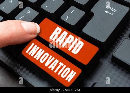 Textunterschrift für schnelle Innovationen. Konzept, das charakteristisch für eine Website ist, die Suchmaschinenalgorithmen verwendet Stockfoto