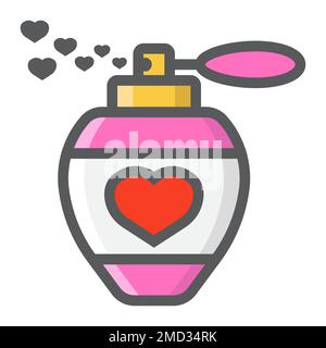 Liebe Parfüm mit Herzen gefüllter Umriss Ikone, Valentinstag und Romantik, Liebeszeichen Vektorgrafiken, ein farbenfrohes Linienmuster auf weißem Hintergrund, 10 Stufen. Stock Vektor