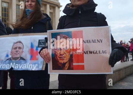 Le collectif 'Russie-libertés' a organisé une manifestation et demander la libération de plusieurs prisonniers politique en Russie dont Alexey Navalny Stockfoto