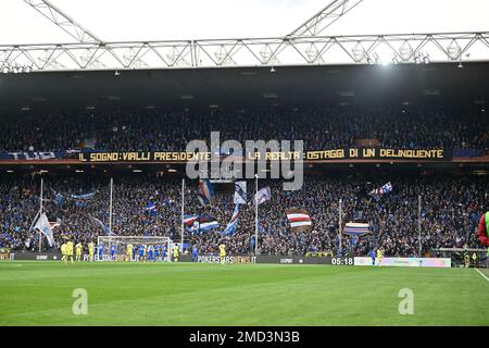 Genua, Italien. 22. Januar 2023. Unterstützer's Sampdoria während der UC Sampdoria vs Udinese Calcio, italienisches Fußballspiel Serie A in Genua, Italien, Januar 22 2023 Kredit: Independent Photo Agency/Alamy Live News Stockfoto