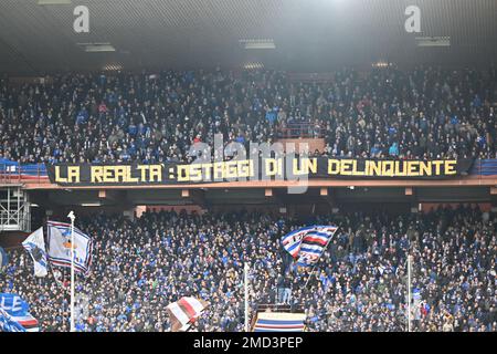 Genua, Italien. 22. Januar 2023. Unterstützer's Sampdoria während der UC Sampdoria vs Udinese Calcio, italienisches Fußballspiel Serie A in Genua, Italien, Januar 22 2023 Kredit: Independent Photo Agency/Alamy Live News Stockfoto