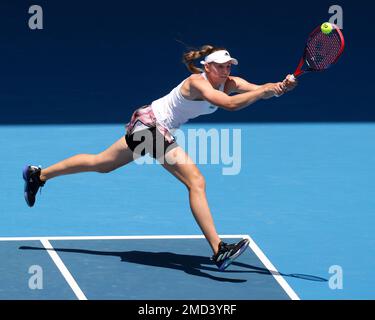 Melbourne, Victoria, Australien. 22. Januar 2023. ELENA RYBAKINA aus Kasachstan übertrifft IGA Swiatek und gewinnt ihr Spiel der 4. Runde bei den Australian Open 2023 im Melbourne Park. (Kreditbild: © Chris Putnam/ZUMA Press Wire) NUR REDAKTIONELLE VERWENDUNG! Nicht für den kommerziellen GEBRAUCH! Kredit: ZUMA Press, Inc./Alamy Live News Stockfoto