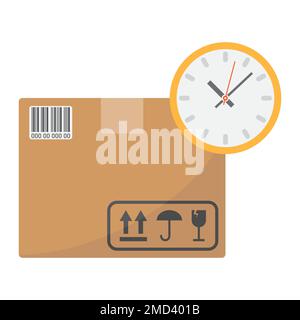Flaches Symbol für Lieferzeit, Logistik und Lieferung, Vektorgrafiken für Uhrzeichen, ein farbenfrohes, durchgehendes Muster auf weißem Hintergrund, eps 10. Stock Vektor