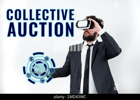 Handschrift Text Collective Auction. Konzeptionelle Fotosammlung und Messung von Informationen über interessante Variablen Stockfoto