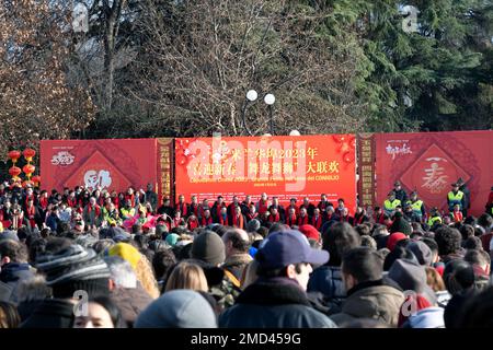 Mailand, Italien, 21. Januar 2023 - Frohes chinesisches Neujahr 2023. Jahr des Kaninchenzodiakzeichens voller Feiern Stockfoto