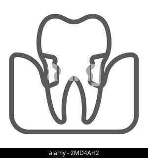 Parodontitisliniensymbol, Stomatologie und Zahnmedizin, parodontale Gebärdenvektorgrafiken, ein lineares Muster auf weißem Hintergrund, eps 10. Stock Vektor
