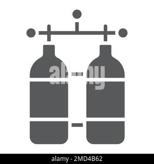 Symbol für Sauerstofftank-Glyphe, Tauchen und Unterwasser, Vektorgrafiken für Tauch-Tank-Schilder, ein ausgefülltes Muster auf weißem Hintergrund, 10. Stock Vektor
