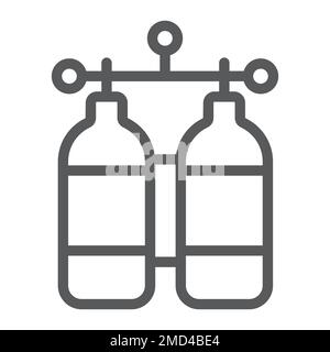 Symbol für Sauerstofftank-Linie, Tauchen und Unterwasser, Vektorgrafiken für Tauchbecken, lineares Muster auf weißem Hintergrund, Teps 10. Stock Vektor