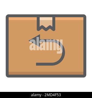 Symbol für ausgefüllte Umrisse für Rücksendung, Logistik und Lieferung, Vektorgrafiken für Kartonschilder, ein farbenfrohes Linienmuster auf weißem Hintergrund, eps 10. Stock Vektor