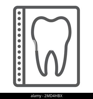 Dentales Röntgenliniensymbol, Stomatologie und Zahn, radiologische Zeichenvektorgrafiken, ein lineares Muster auf weißem Hintergrund, eps 10. Stock Vektor