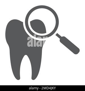 Zahnarzt-Check-up-Glyphe-Symbol, Stomatologie und Zahnmedizin, Vergrößerungszeichen-Vektorgrafiken, ein solides Muster auf weißem Hintergrund, eps 10. Stock Vektor