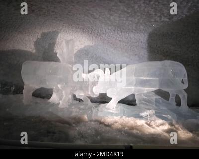 Zermatt, Schweiz - 16. September 2018: Matterhorn-Gletscherparadies, Besuch der Ausstellung im Gletscher. Stockfoto