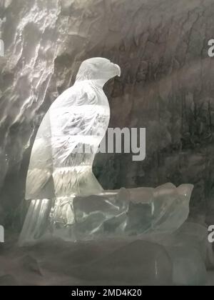 Zermatt, Schweiz - 16. September 2018: Matterhorn-Gletscherparadies, Besuch der Ausstellung im Gletscher. Stockfoto