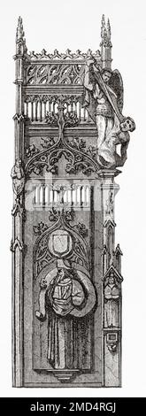 Geschnitzter Holzstand in der Kirche Aosta in Piemont, 15. Jahrhundert. Die Kunst des Mittelalters und zur Zeit der Renaissance von Paul Lacroix, 1874 Stockfoto