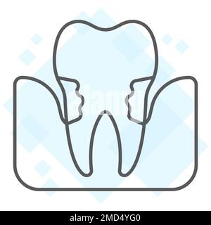 Parodontitis dünnes Liniensymbol, Stomatologie und zahnärztliche, parodontale Gebärdenvektorgrafiken, ein lineares Muster auf weißem Hintergrund, eps 10. Stock Vektor