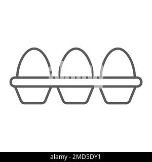 Eggs in Kartons, dünnes Liniensymbol, Landwirtschaft und Landwirtschaft, Vektorgrafiken für Proteinzeichen, ein lineares Muster auf weißem Hintergrund, 10. Stock Vektor