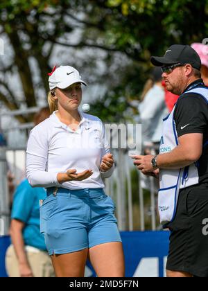 Orlando, Florida, USA. 22. Januar 2023. Maja stark von Schweden bereitet sich auf den Start ihrer letzten Runde des Hilton Grand Vacations Tournament of Champions vor, das im Lake Nona Golf & Country Club in Orlando, FL, stattfindet. Romeo T Guzman/CSM/Alamy Live News Stockfoto