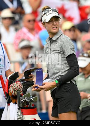 Orlando, Florida, USA. 22. Januar 2023. Nelly Korda bereitet sich auf den Start ihrer letzten Runde des Hilton Grand Vacations Tournament of Champions vor, das im Lake Nona Golf & Country Club in Orlando, FL, stattfindet. Romeo T Guzman/CSM/Alamy Live News Stockfoto