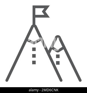 Business Mission Line Symbol, Entwicklung und Geschäft, Vektorgrafiken für Bergzeichen, ein lineares Muster auf weißem Hintergrund, Stufen 10. Stock Vektor