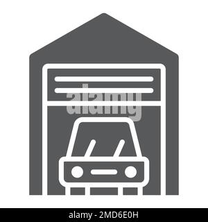 Autowerkstatt-Symbol, Auto und Haus, Vektorgrafiken für Immobilienschilder, ein ausgefülltes Muster auf weißem Hintergrund, 10. Stock Vektor